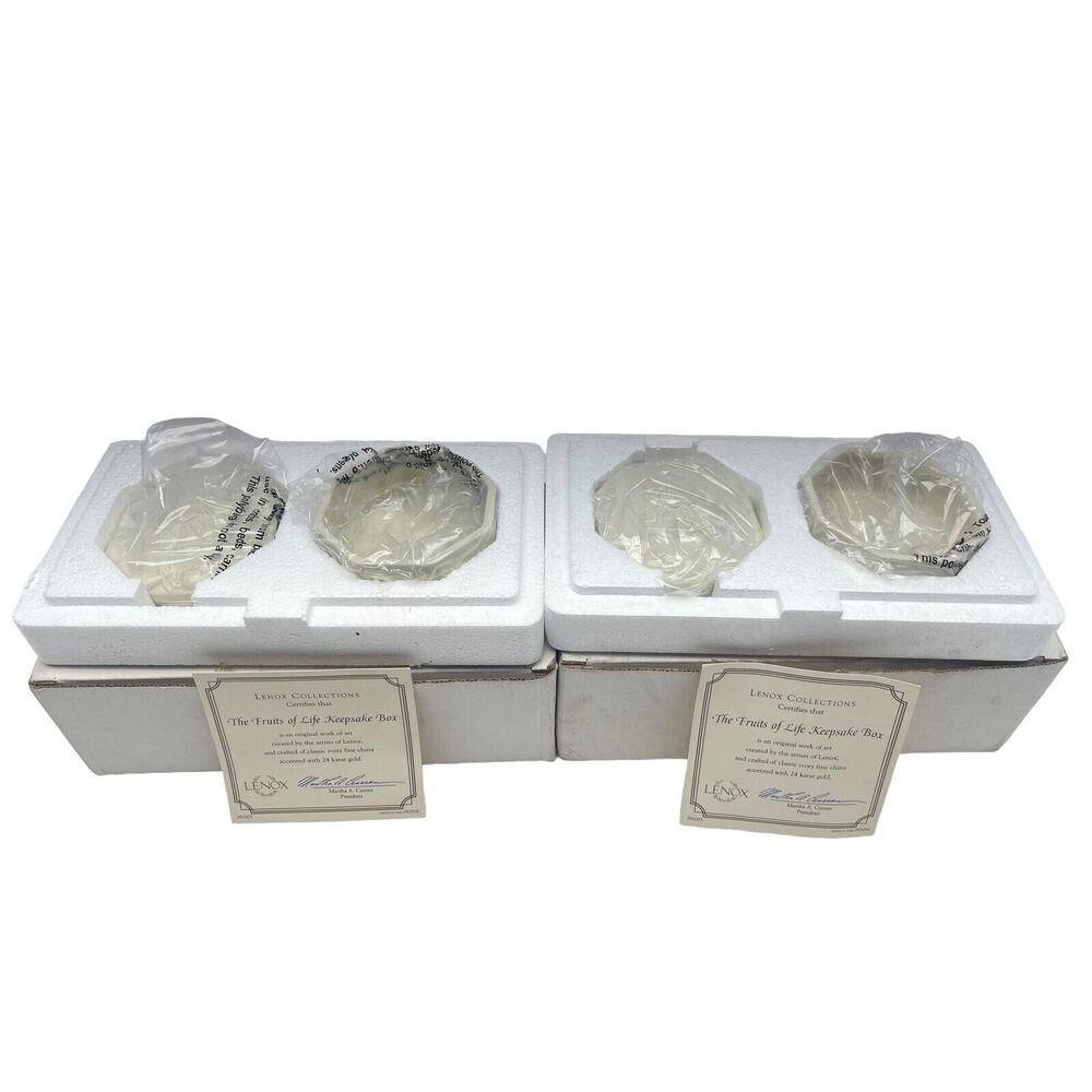 Set Of 2 Lenox Collections The Fruits Of Life Keepsake Box New